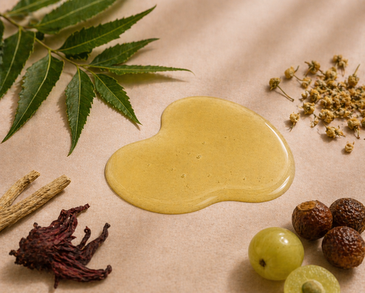 Yellow substance on a beige surface with leaves, berries, and flowers.
