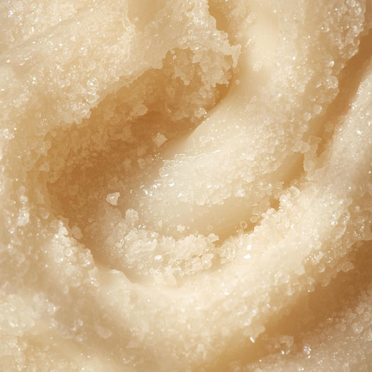 Close-up of creamy Vanilla Sugar Scrub texture with satin swirls — PureButterMelts