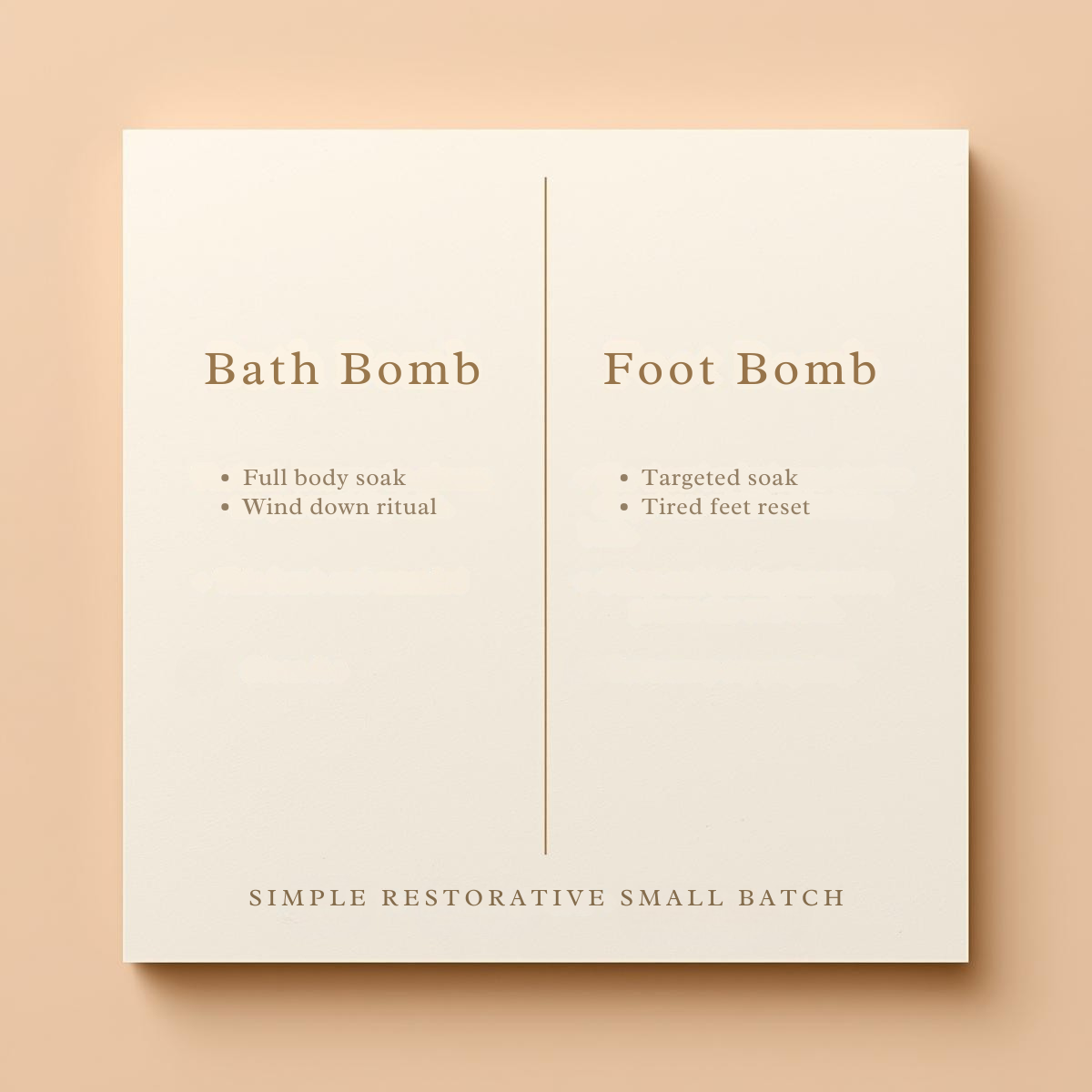 Product packaging for bath bombs and foot bombs on a beige background