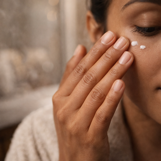 Applying Bright Eyes Duo Coffee Cream under the eye — PureButterMelts