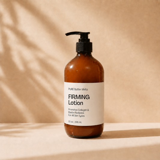 PureButterMelts Firming Lotion bottle — firming body lotion for elasticity and tone support