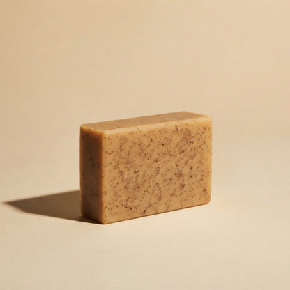 Coffee Mint Exfoliating Soap bar with fine coffee ground speckles throughout — PureButterMelts