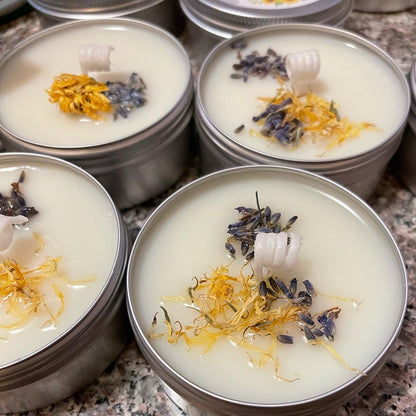 Flowers/Herbs handcrafted candle favor 